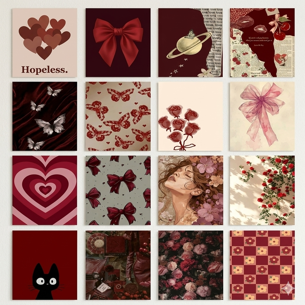 The Bordeaux Wall Art Collection – 16-Piece Curated Crimson & Noir Gallery Set