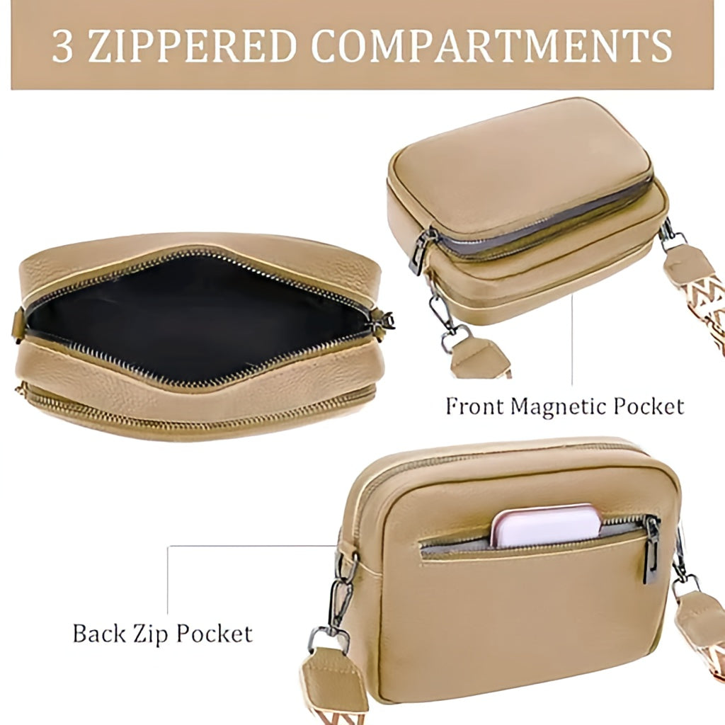 Solid Color Camera-Style Crossbody Bag