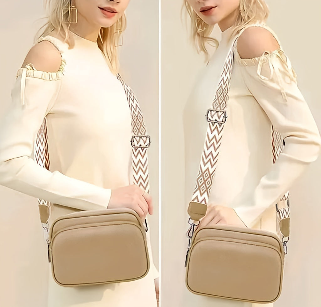 Solid Color Camera-Style Crossbody Bag