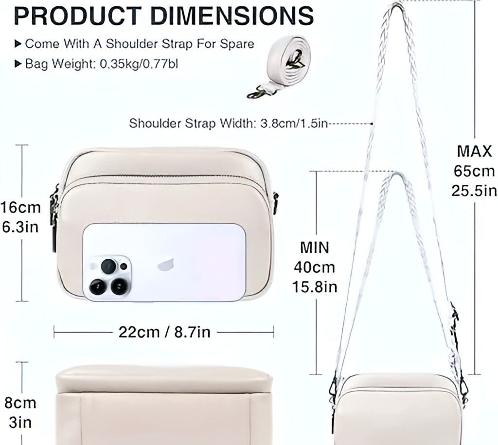 Solid Color Camera-Style Crossbody Bag