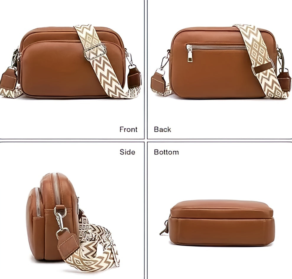 Solid Color Camera-Style Crossbody Bag