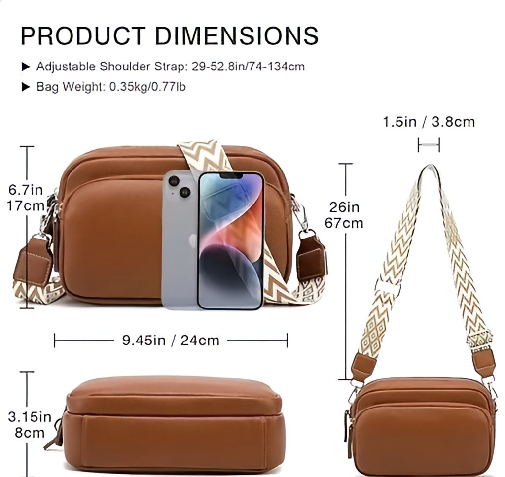 Solid Color Camera-Style Crossbody Bag