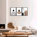 Boho Minimalist Earth Tone Wall Art Set - Geometric Abstract Canvas Prints (Set of 3)