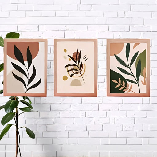 Minimalist Boho Botanical Wall Art Set – Abstract Tropical Leaf Canvas Prints (Set of 3)