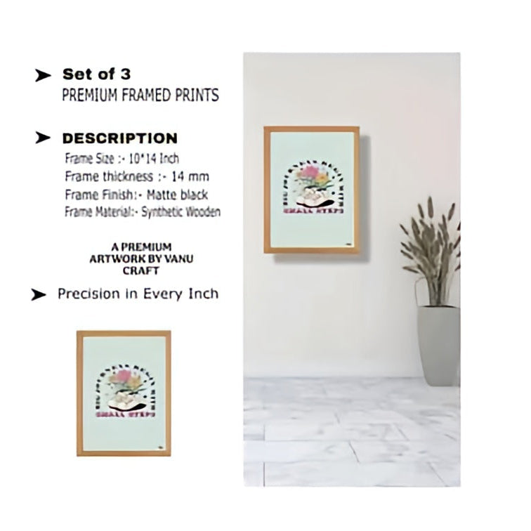 Sage & Blush Aesthetic Motivational Art - Set of 3 Minimalist Framed Canvas Prints