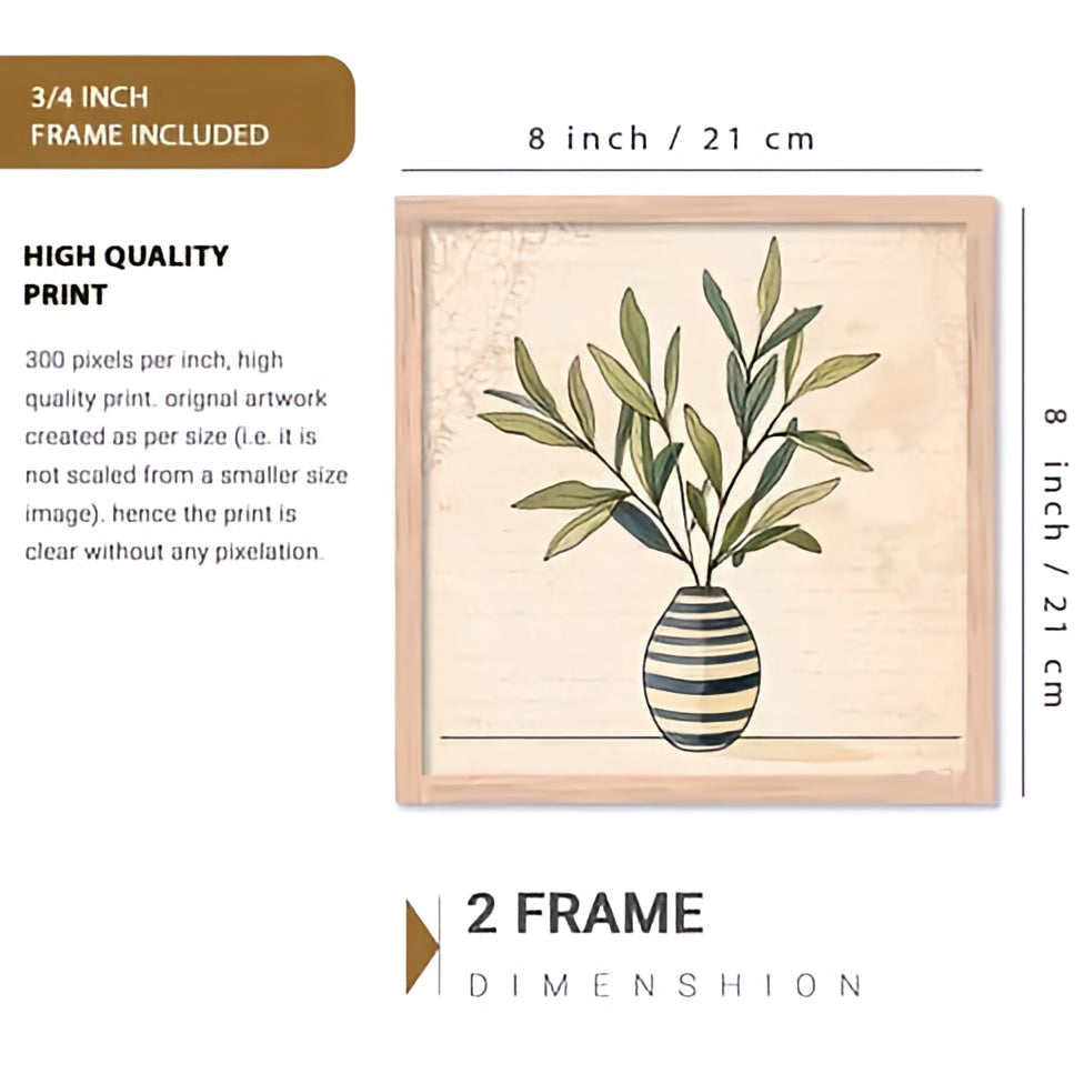 Vintage Botanical Study Set – Set of 2 Minimalist Floral & Leaf Framed Canvas Prints