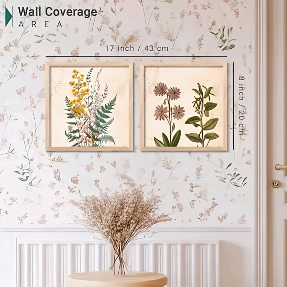 Vintage Botanical Floral Study – Set of 2 Minimalist Meadow Flower Framed Wall Art