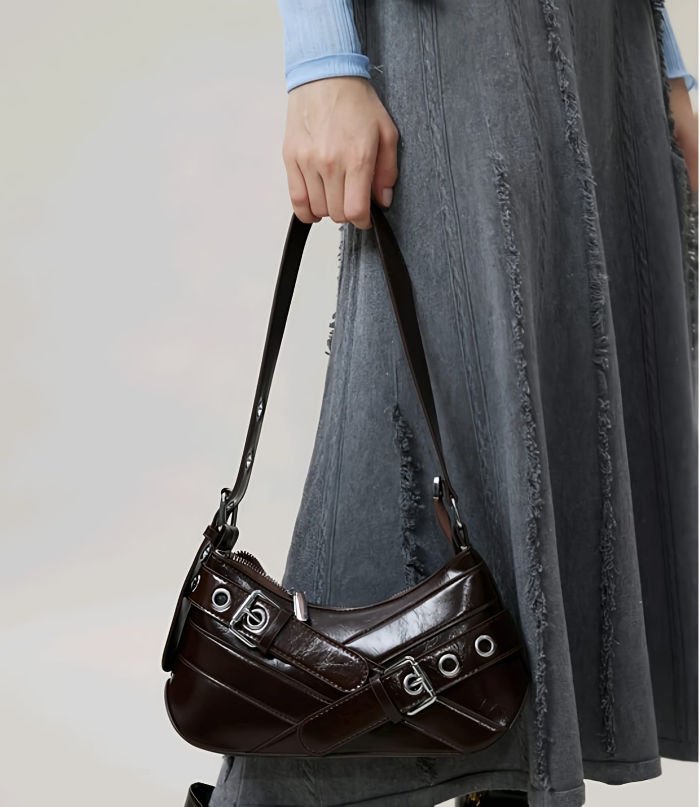 The 'Moto-Chic' Belted Baguette