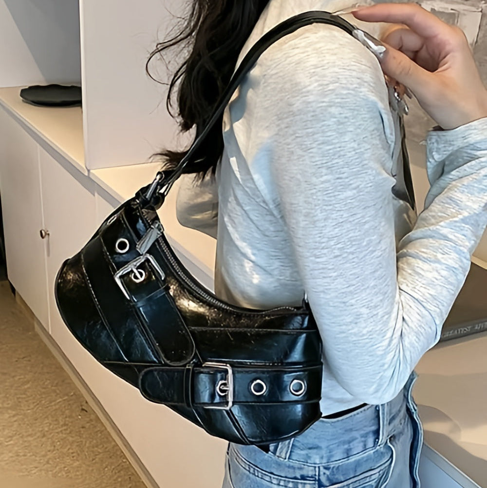 The 'Moto-Chic' Belted Baguette