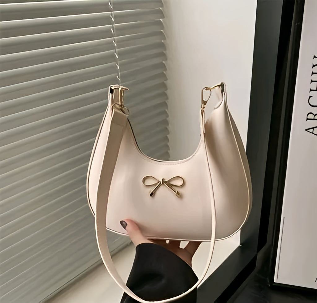 The 'Lumière' Golden Bow Crescent Bag