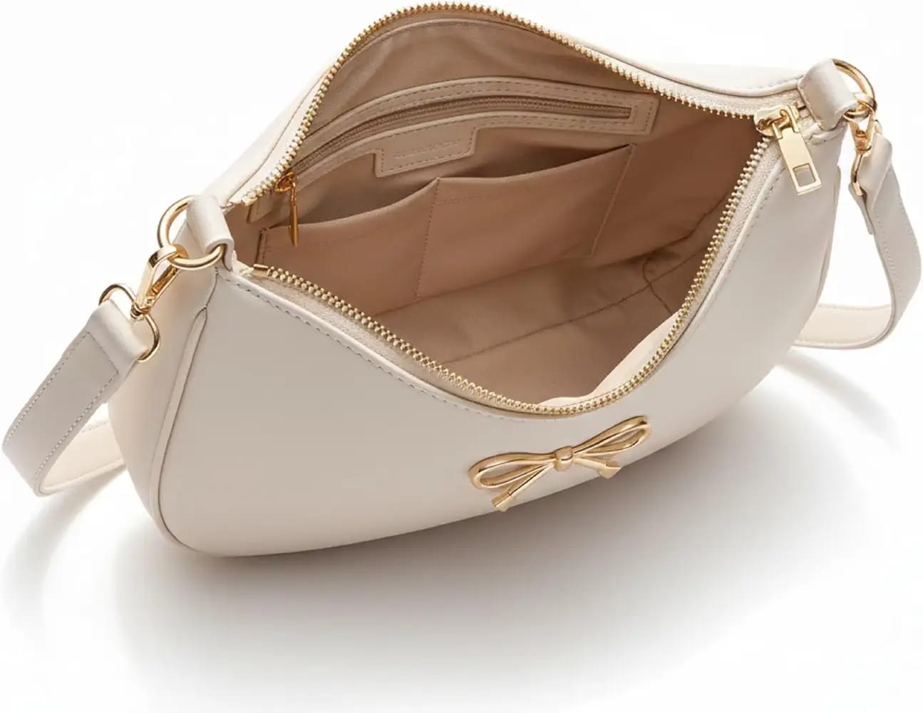 The 'Lumière' Golden Bow Crescent Bag