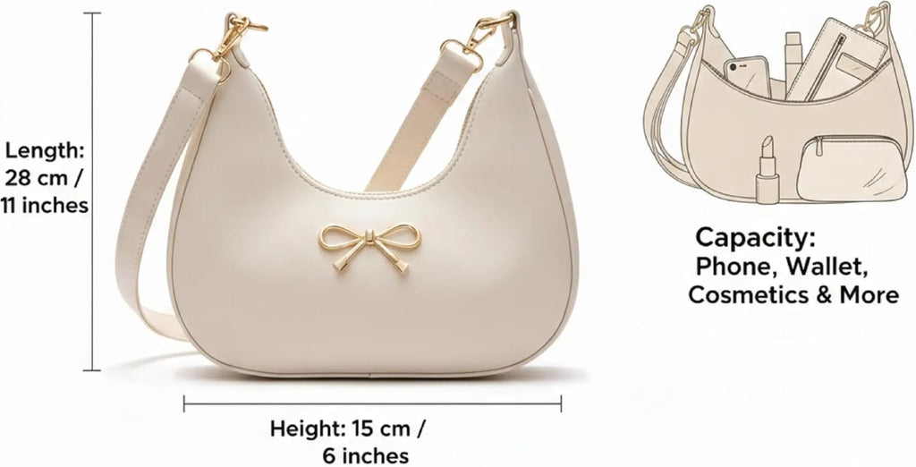 The 'Lumière' Golden Bow Crescent Bag