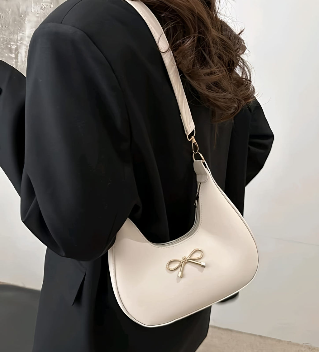 The 'Lumière' Golden Bow Crescent Bag