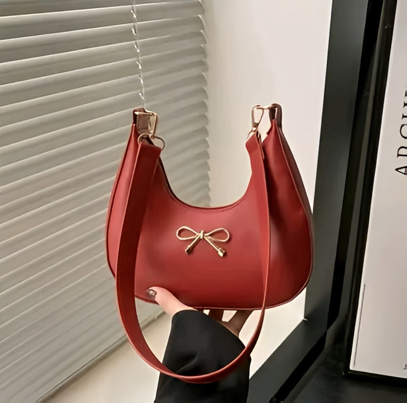 The 'Lumière' Golden Bow Crescent Bag