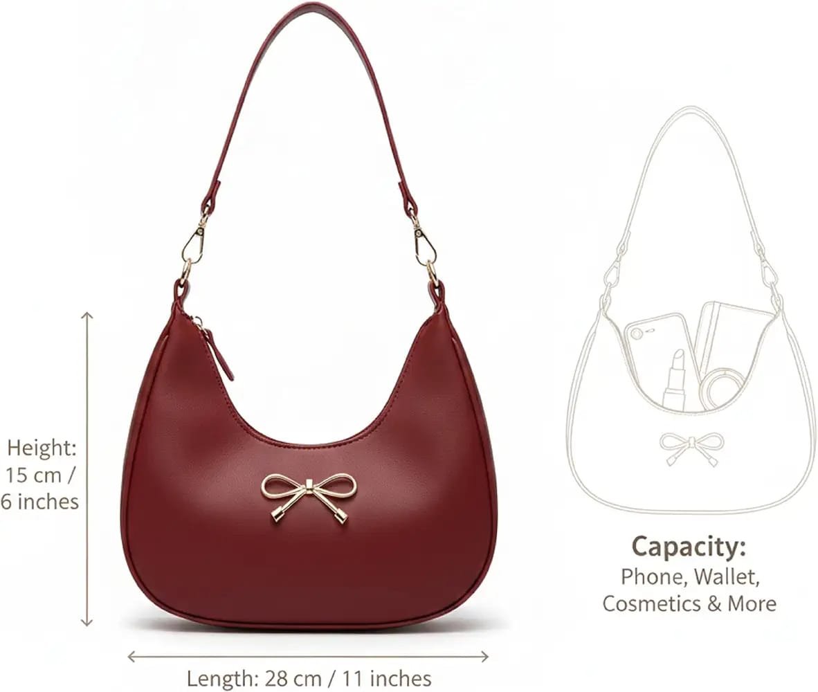 The 'Lumière' Golden Bow Crescent Bag