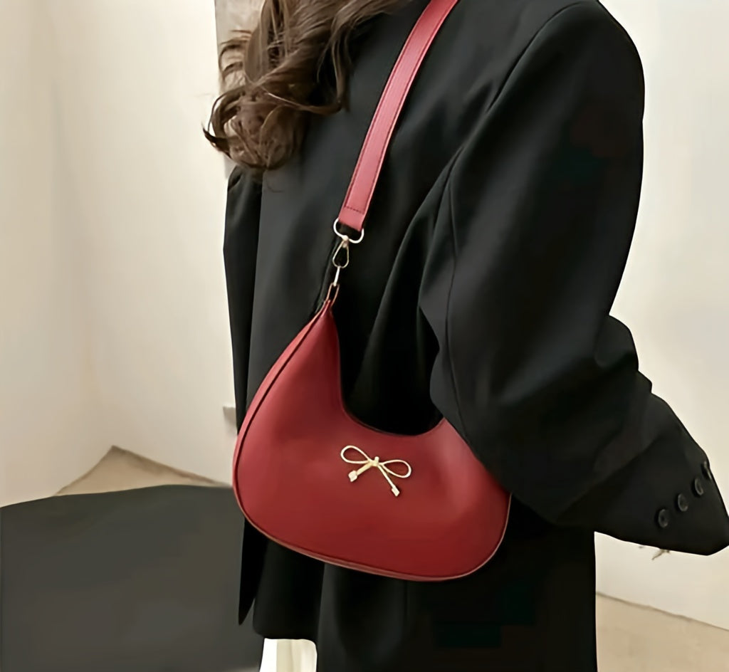 The 'Lumière' Golden Bow Crescent Bag