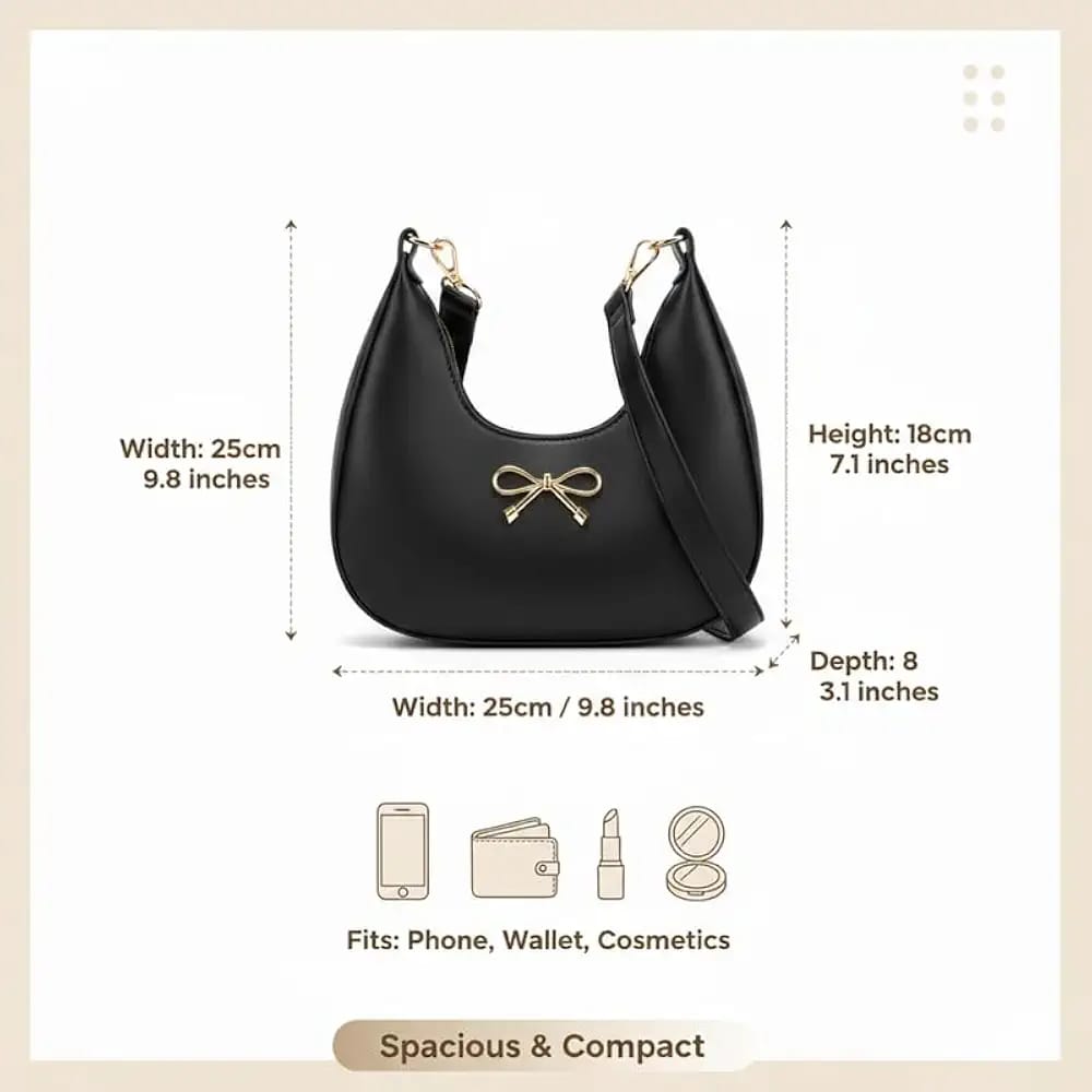 The 'Lumière' Golden Bow Crescent Bag