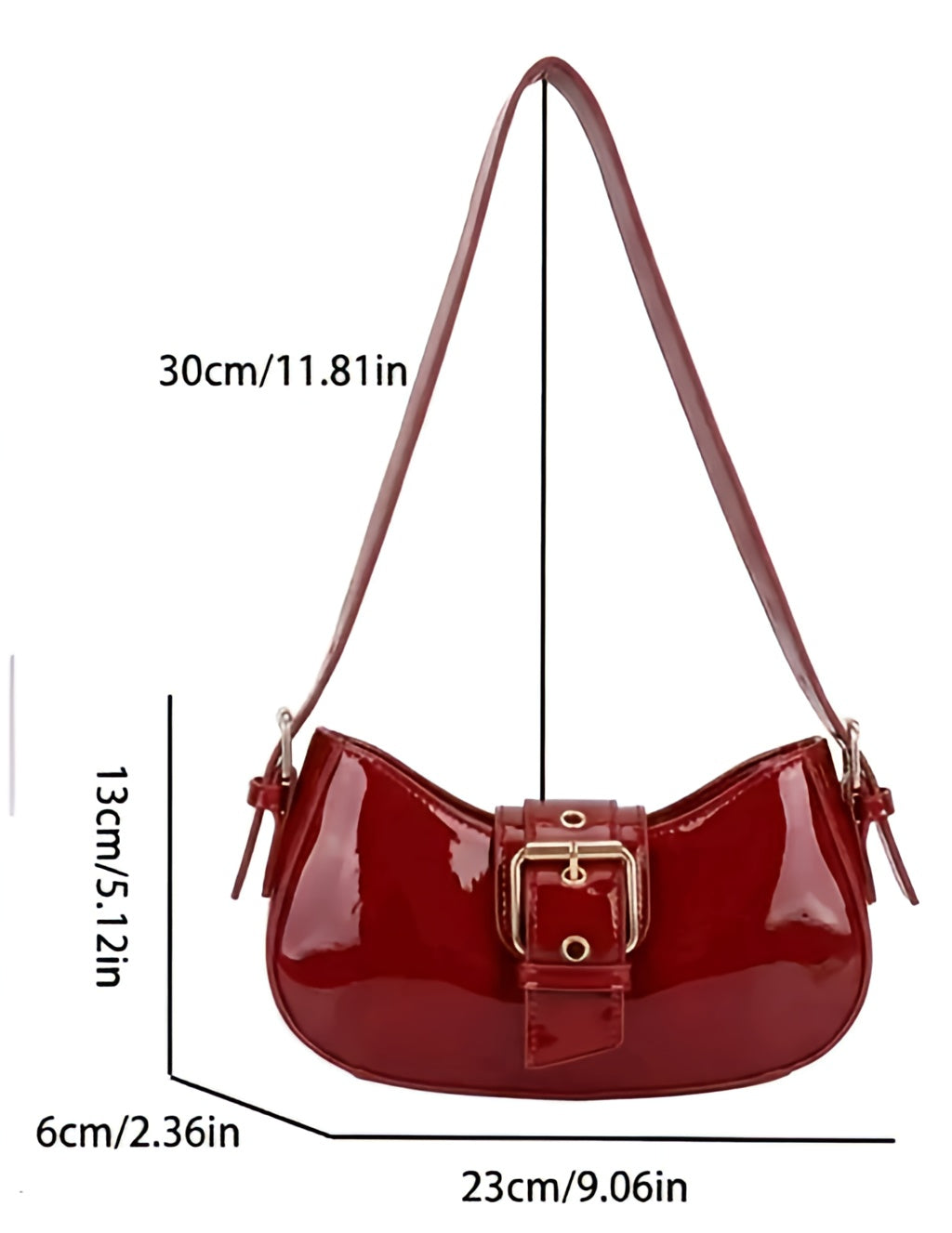 Vintage-Style Buckle Detail Half Moon Sling Bag
