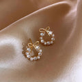Korean Elegant Bow Wreath Stud Earrings