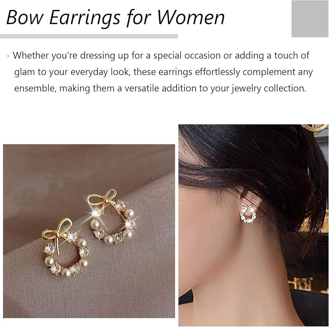 Korean Elegant Bow Wreath Stud Earrings