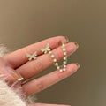 The Papillon Éclat: Pavé Crystal Butterfly & Pearl Chain Ear Cuff Set