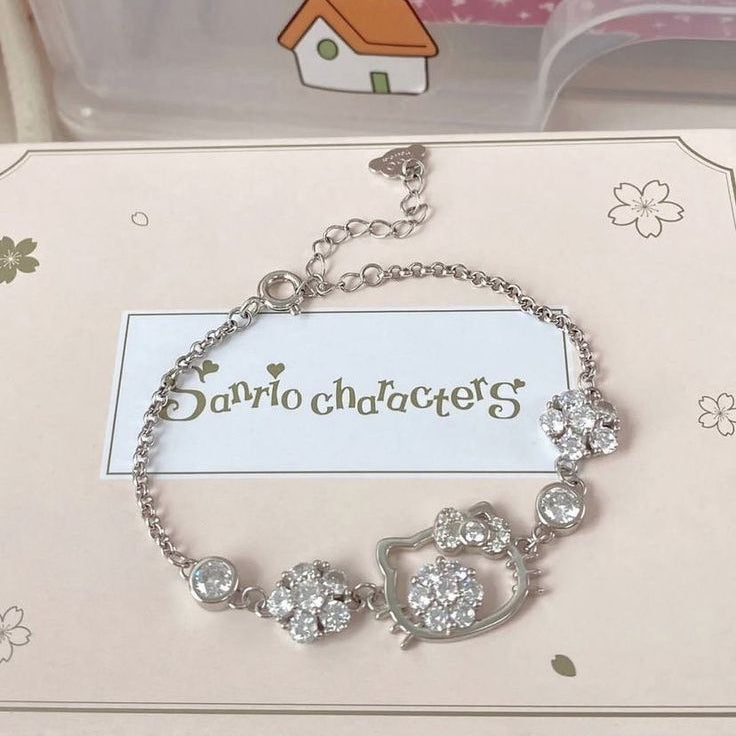 Hello Kitty Sparkle Charm Bracelet – Cute Adjustable Crystal Bracelet