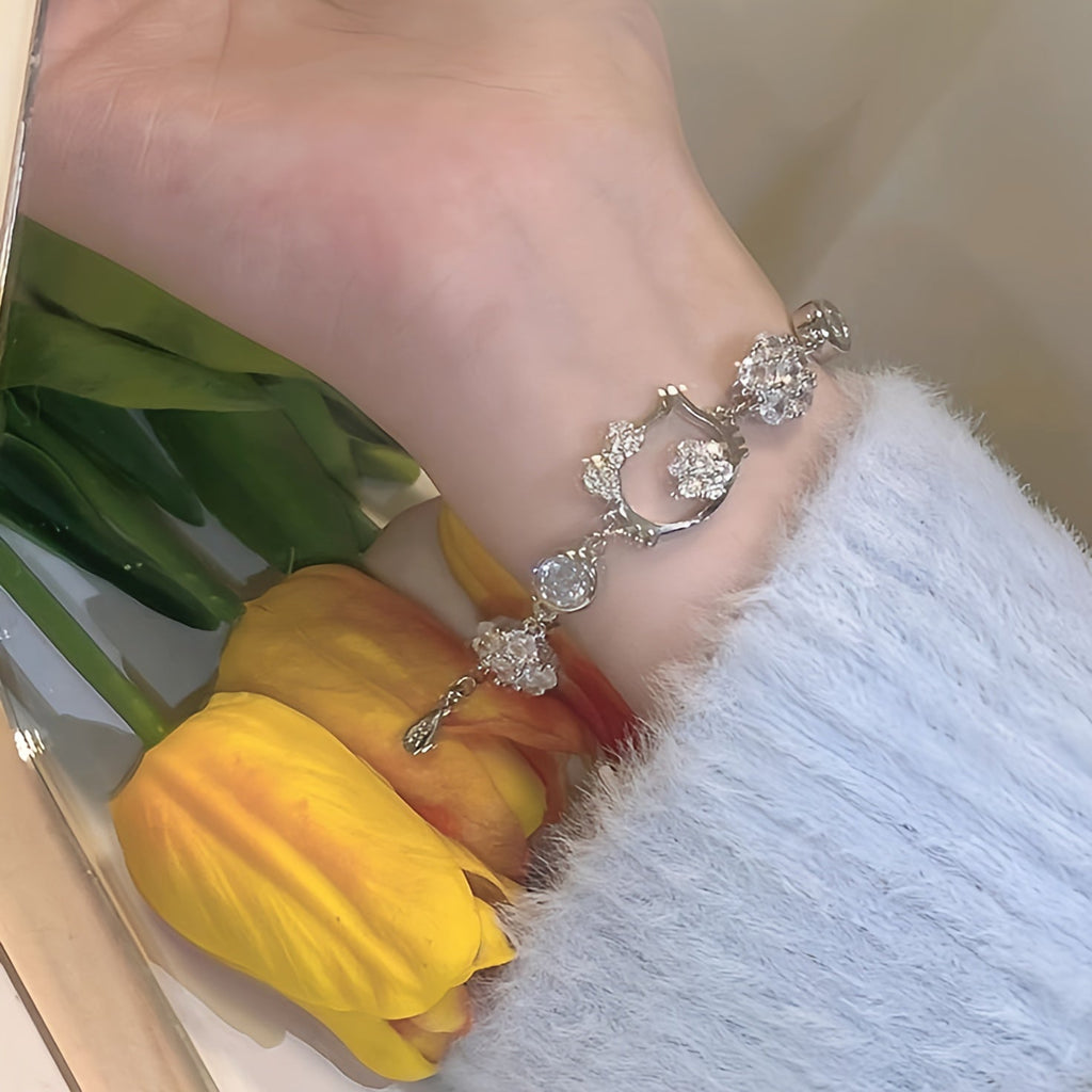 Hello Kitty Sparkle Charm Bracelet – Cute Adjustable Crystal Bracelet