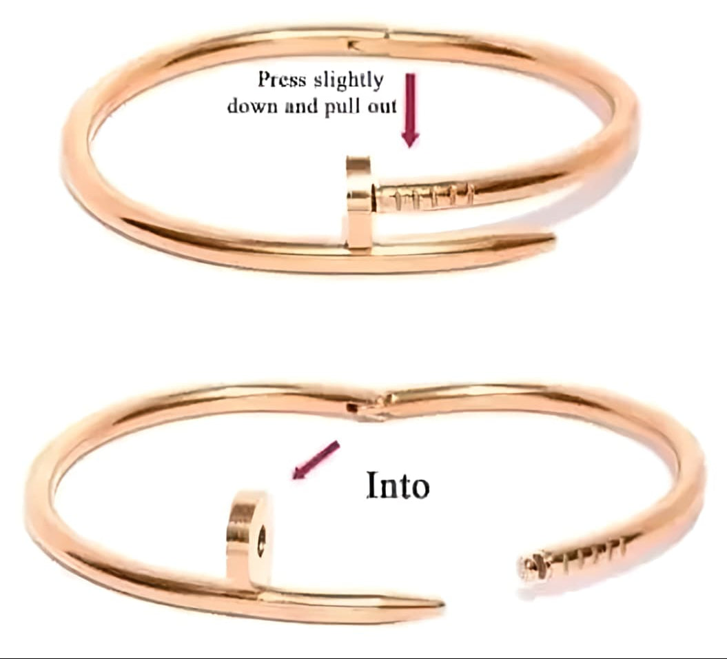 Luxury Gold Nail & Screw Bangle Bracelet Set – Elegant Minimalist Couple Style Cuff for Women