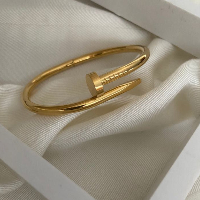 Luxury Gold Nail Cuff Bracelet – Minimalist Designer Bangle for Women