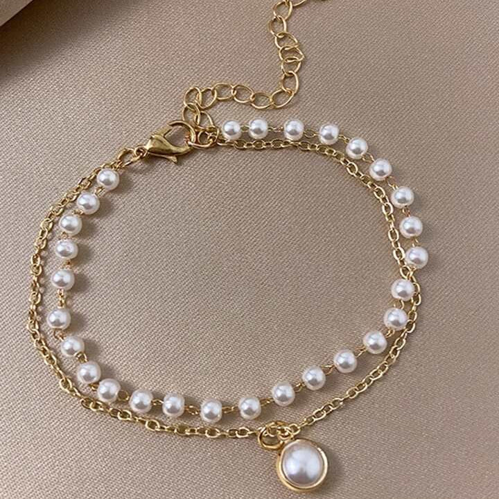 The Lumina Layer: Dual-Strand Gilded Pearl & Coin Charm Bracelet