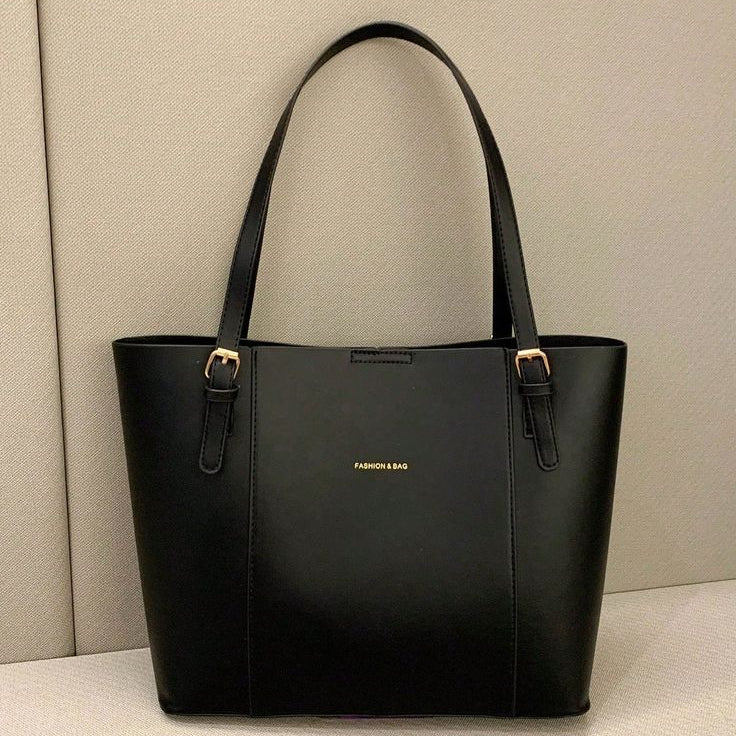 The Professional Buckle Tote – Structured Laptop Bag in Midnight Black