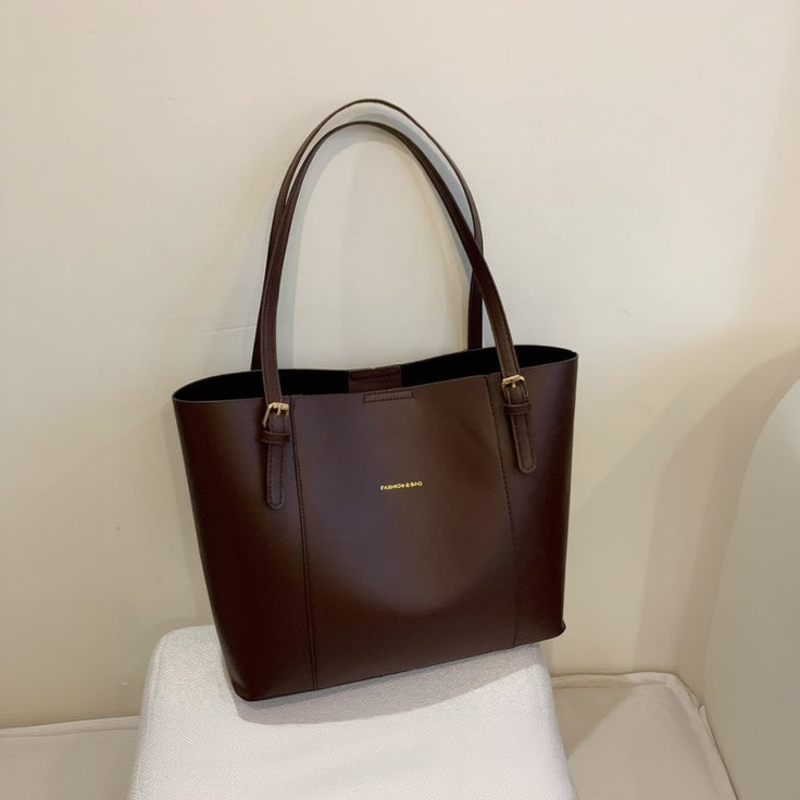 The Professional Buckle Tote – Structured Laptop Bag in Midnight Black