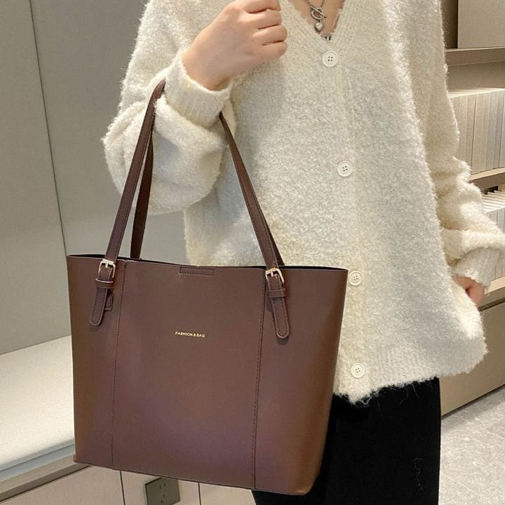 The Professional Buckle Tote – Structured Laptop Bag in Midnight Black