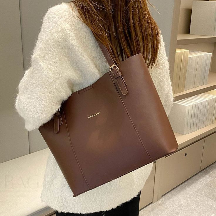 The Professional Buckle Tote – Structured Laptop Bag in Midnight Black