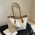 The Parisian Contrast Tote – Two-Tone Large Shoulder Bag with Charm