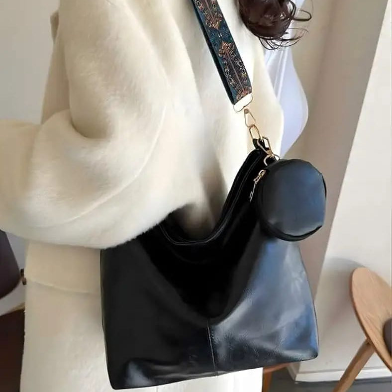 Artisan Crossbody Satchel – Textured Vegan Leather with Embroidered Strap