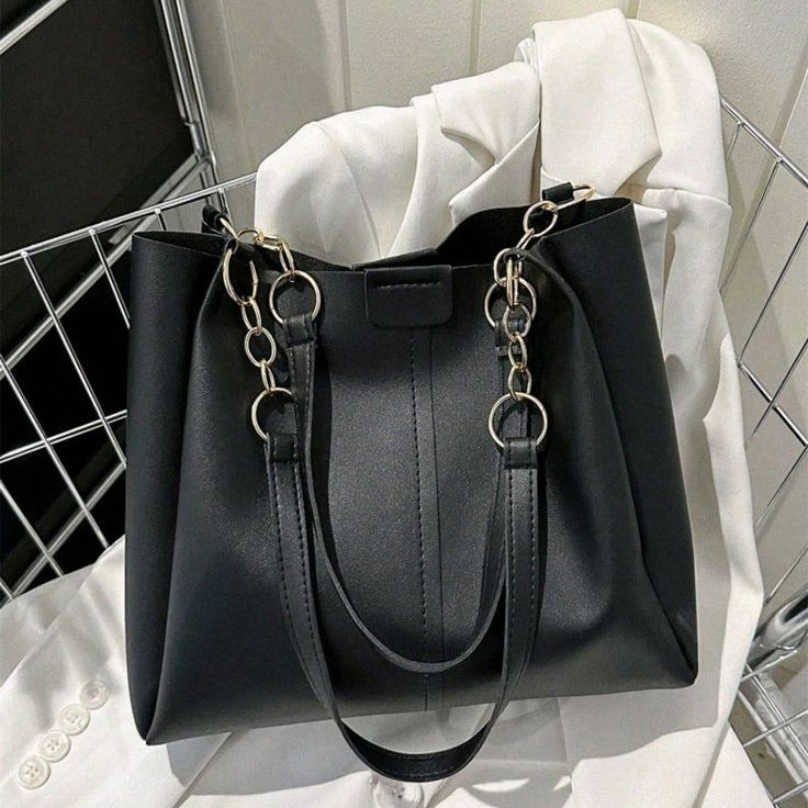 The Elysian Satchel – Cream & Cognac Contrast with Chain Detail