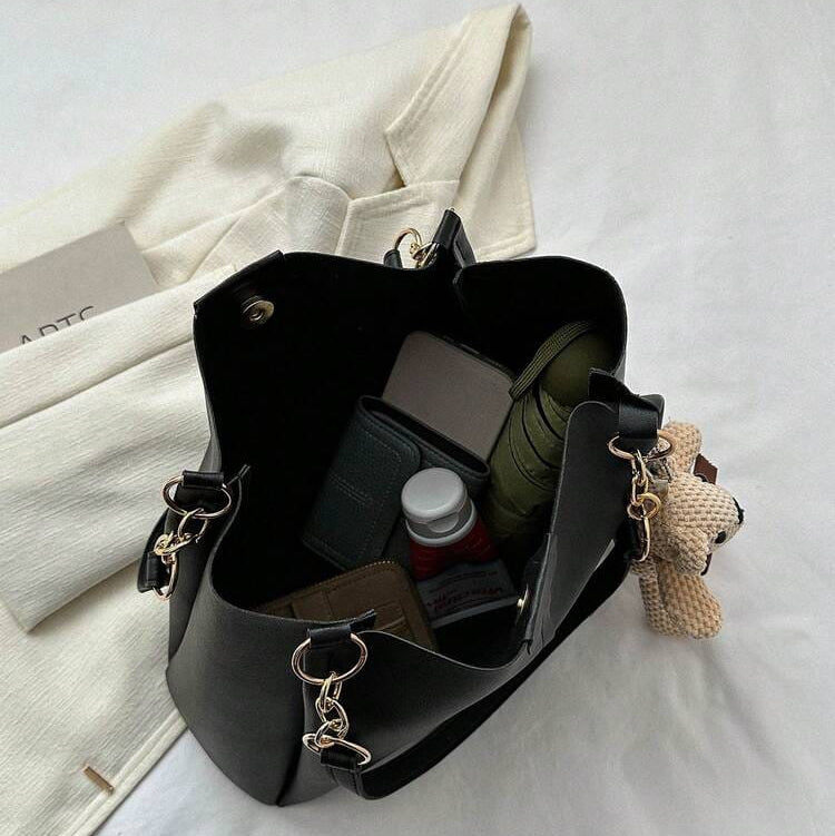 The Elysian Satchel – Cream & Cognac Contrast with Chain Detail