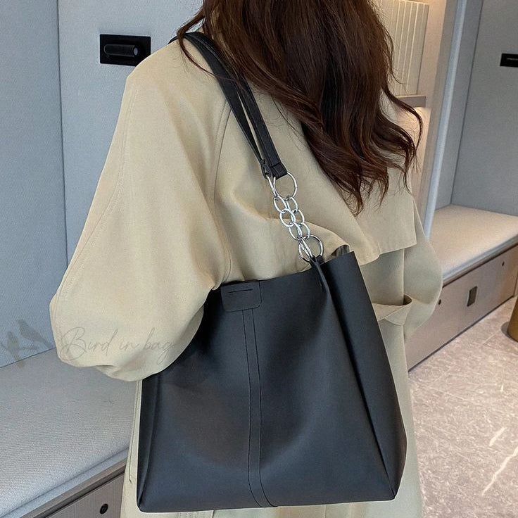 The Elysian Satchel – Cream & Cognac Contrast with Chain Detail