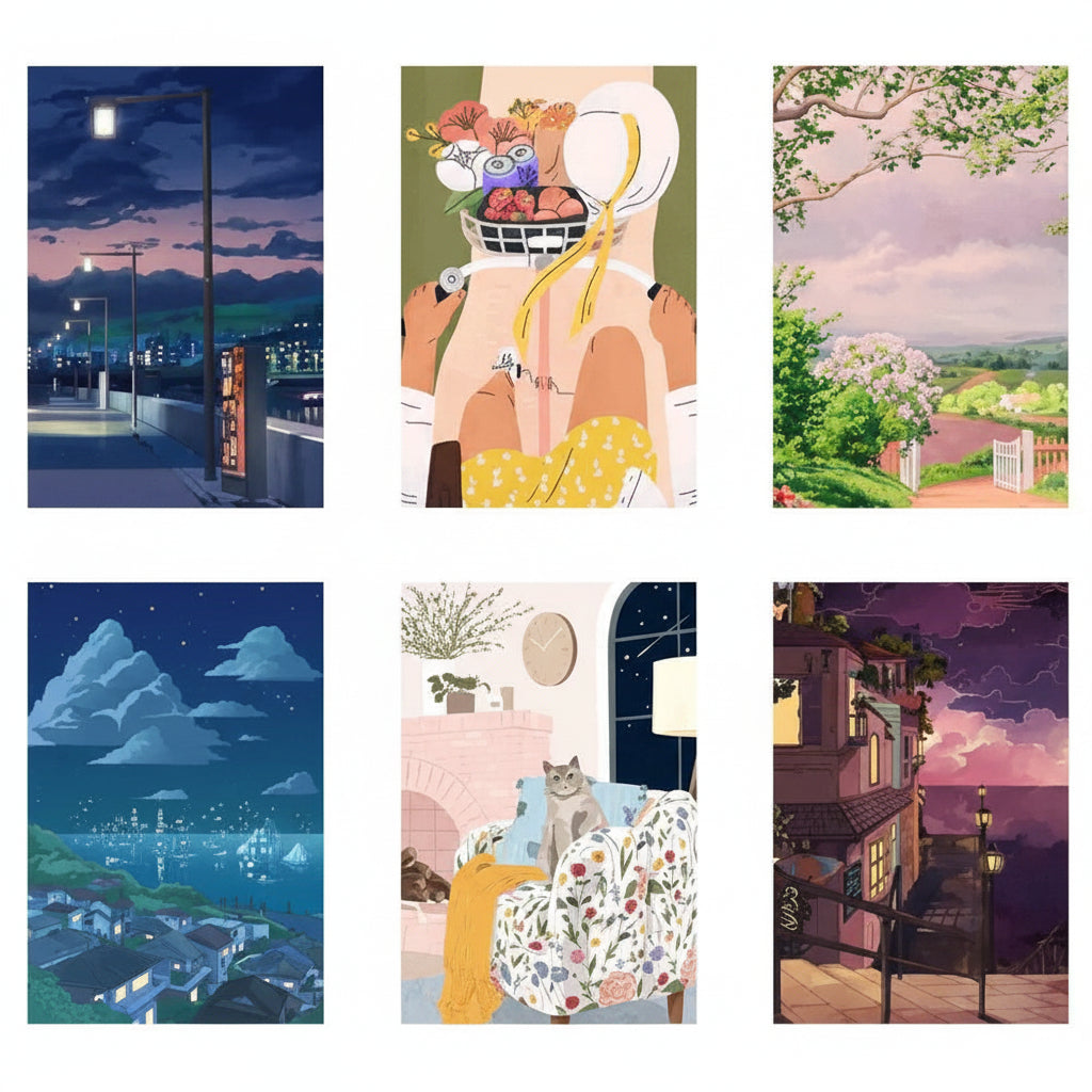 The Lofi Serenity Collection – 30-Piece Curated Anime & Dreamscape Gallery Set