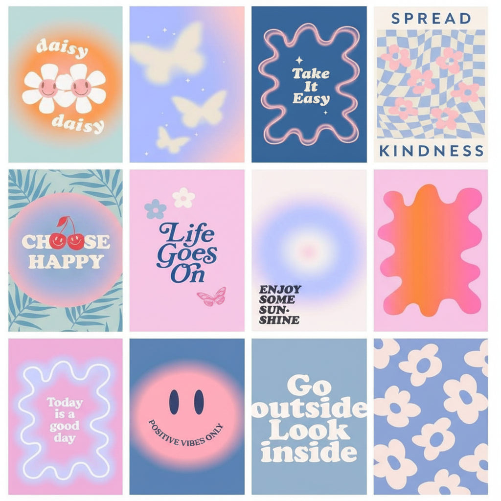The Aura Positivity Collection – 16-Piece Curated Gradient & Affirmation Gallery Set