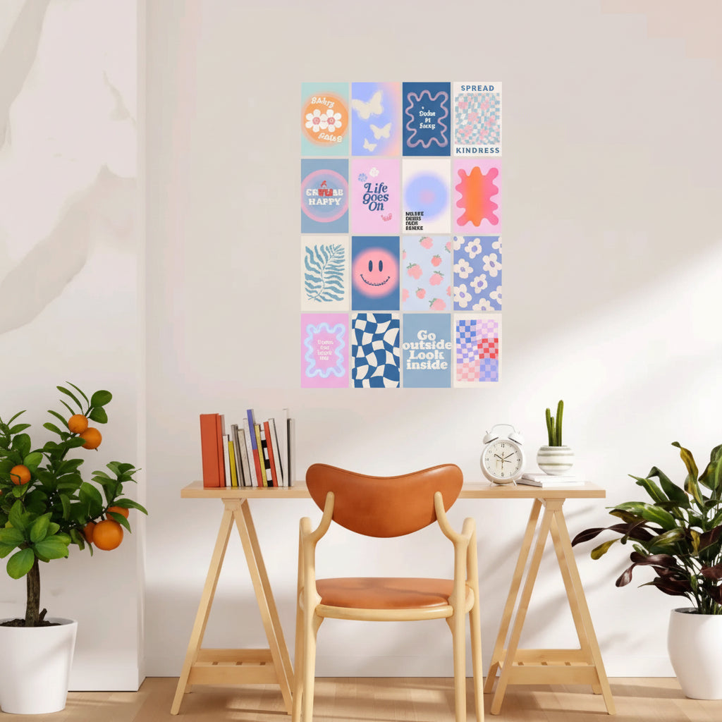 The Aura Positivity Collection – 16-Piece Curated Gradient & Affirmation Gallery Set