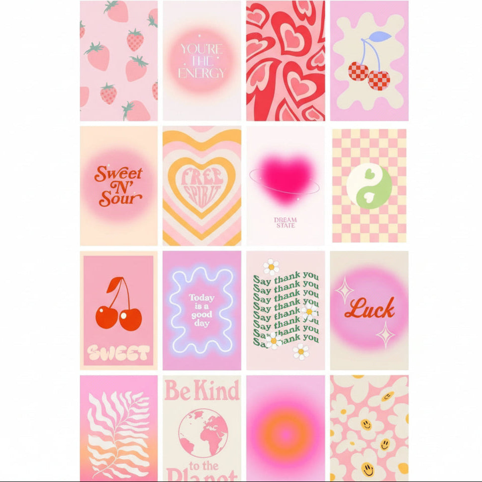 The Pink Aura Zen Collection – 16-Piece Curated Gradient & Y2K Aesthetic Gallery Set