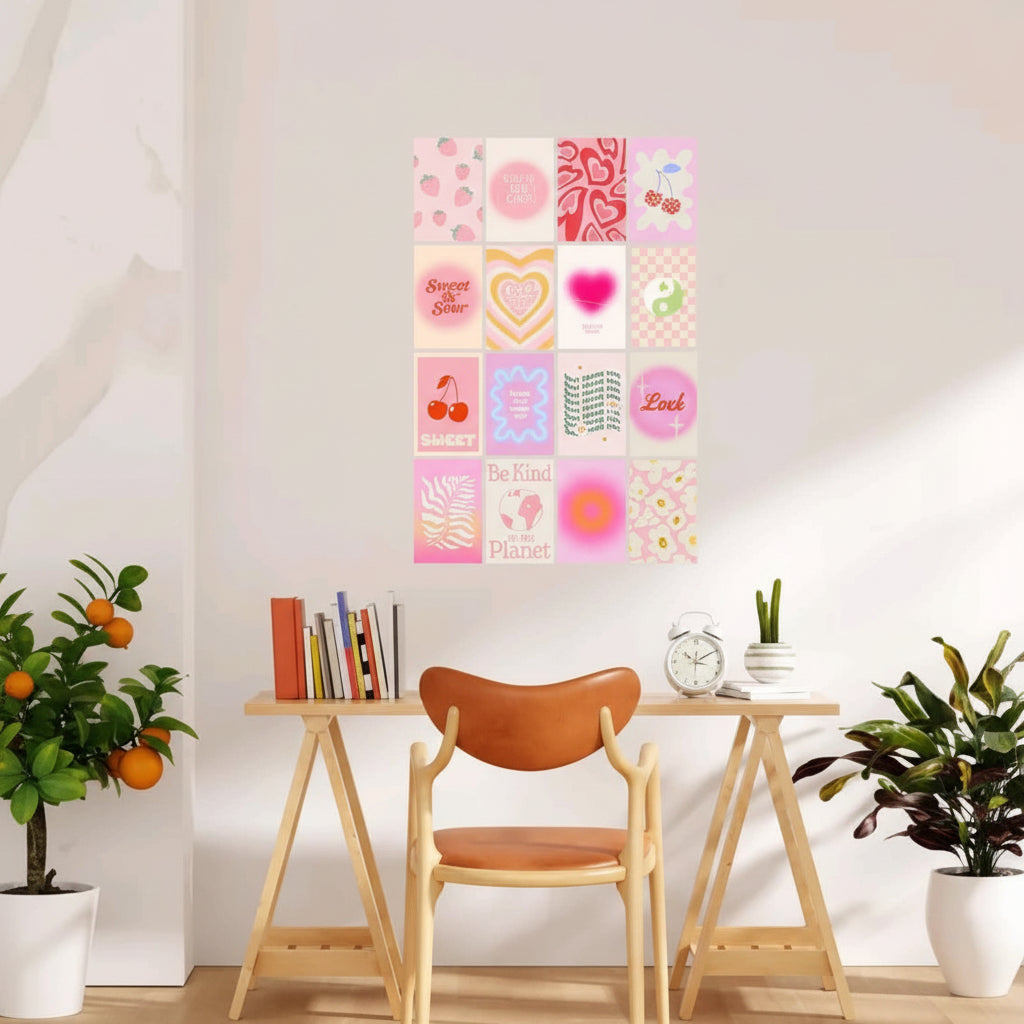 The Pink Aura Zen Collection – 16-Piece Curated Gradient & Y2K Aesthetic Gallery Set