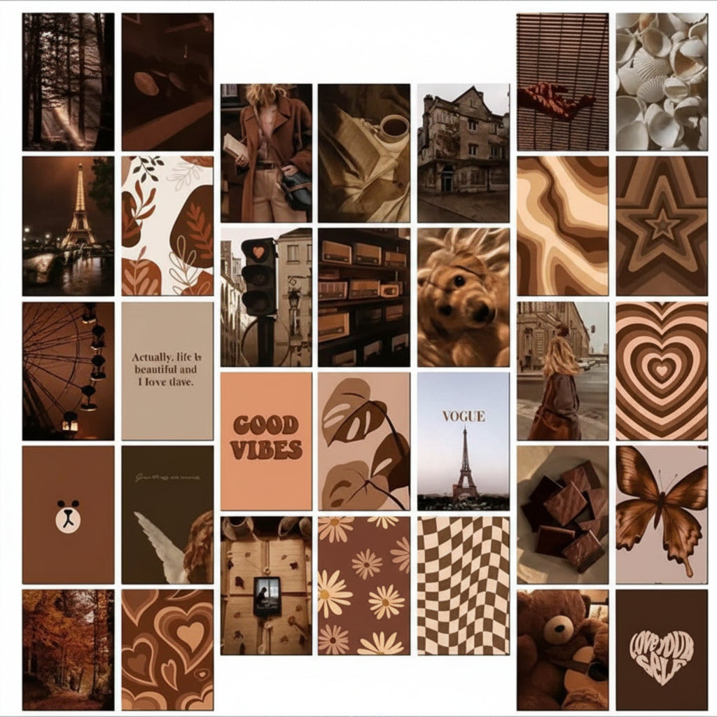 The Cocoa & Caramel Collection – 30-Piece Curated Coffee, Paris & Earthy Aesthetic Gallery Set