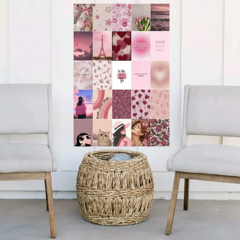 The Muse Wall Art Collection – 25-Piece Curated Rose & Blush Gallery Set