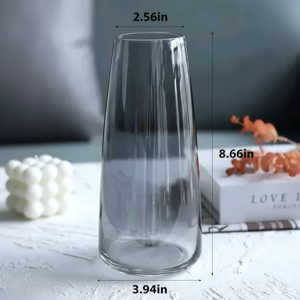 Smokey Obsidian – Elegant Hand-Blown Tapered Glass Floral Vase