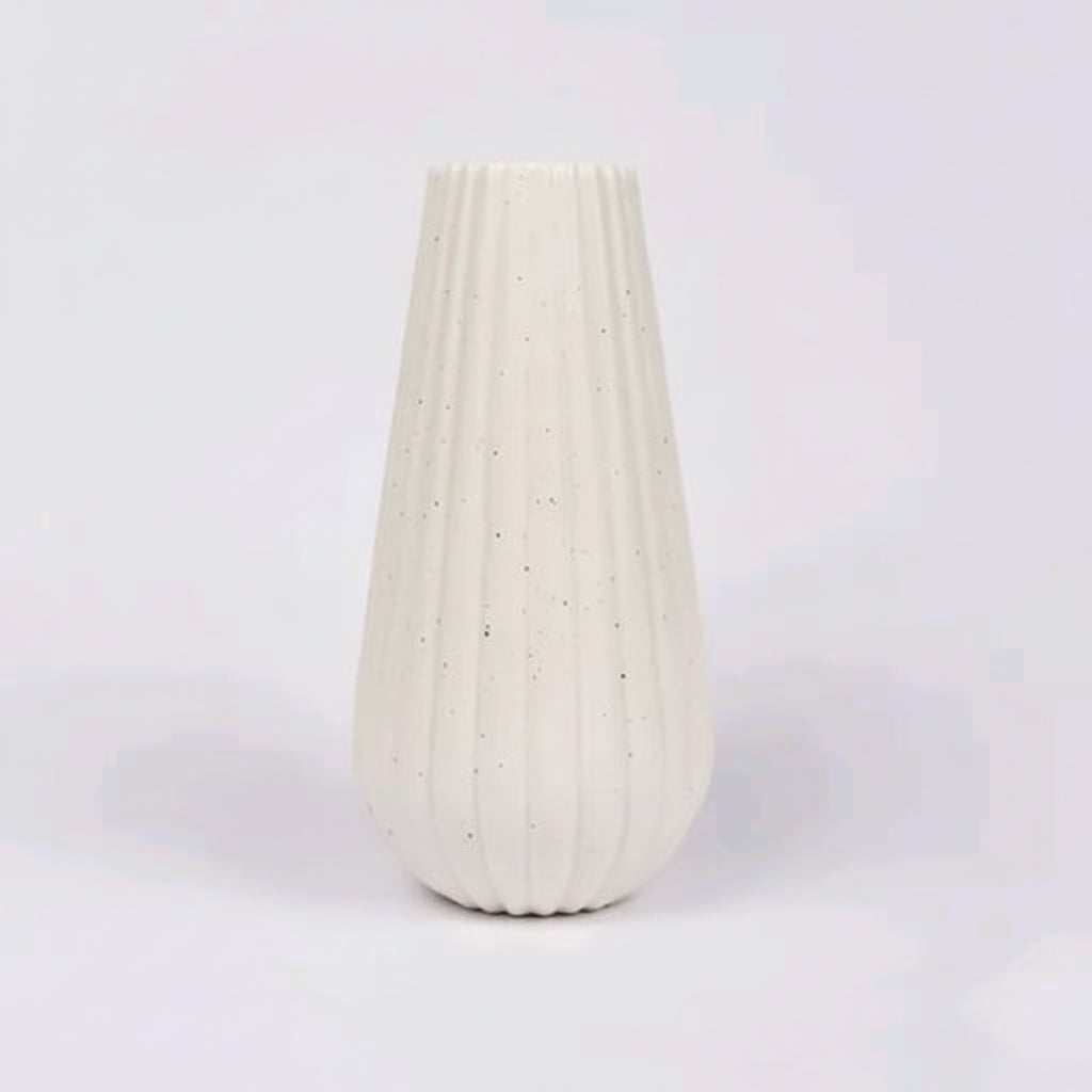 Pearl Ribbed – Minimalist Matte White Textured Ceramic Floral Vase Set of 2