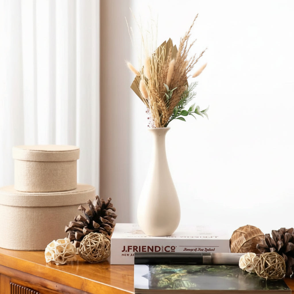 Sandstone Serenity – Earthy Matte Ceramic Bud Vase for Dried & Fresh Botanicals