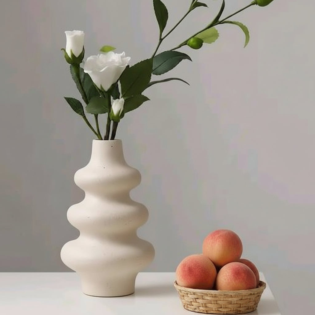 Nordic Ripple – Avant-Garde Hand-Finished Sculptural Ceramic Vase